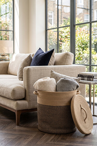 Villadia Home Textile Hasır Sepet Çok Amaçlı Çamaşır Oyuncak Battaniye Kıyafe...