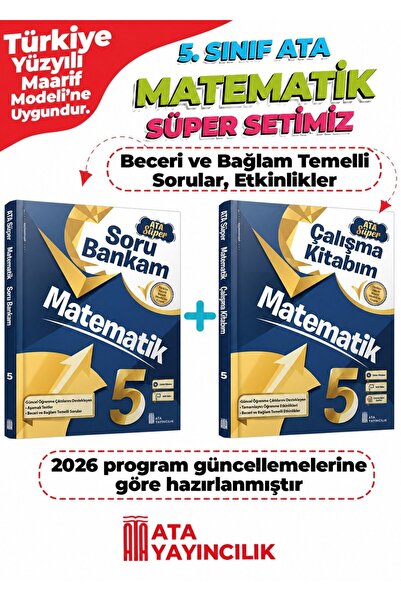 Ata Yayıncılık 5. Sınıf Matematik Süper Set Soru Bankam + Çalışma Kitabım Yeni