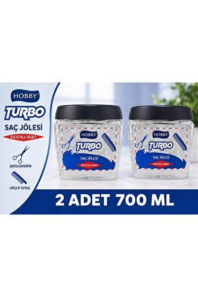 Hobby Turbo Saç Jölesi Extra Sert Uzun Süre Güçlü Tutuş 700 Ml x 2 Adet