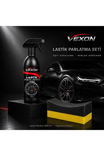 Lastik Parlatıcı 500 ml ve Uygulama Süngeri Seti – Oto Lastik Bakım ve Parlatma Seti