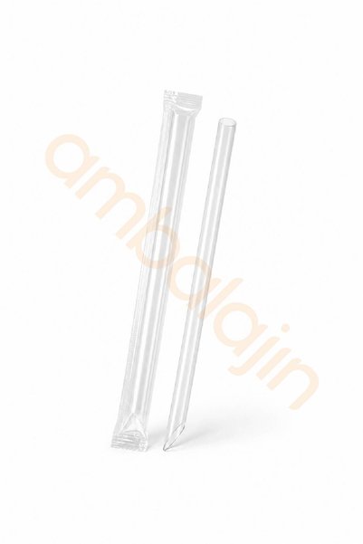 Ambalajın 100 Pieces of Gelatin Bubble Tea Straws – Transparent Cross-Cut Straws