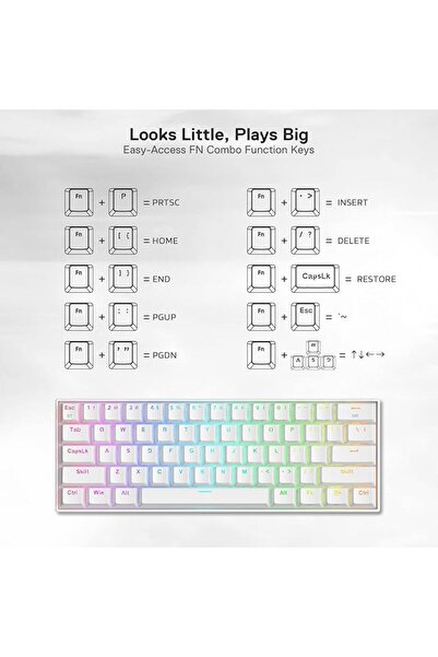 REDRAGON K530 Pro Draconic 60% Wireless RGB Mechanical Keyboard, BT/2.4Ghz/Wi...