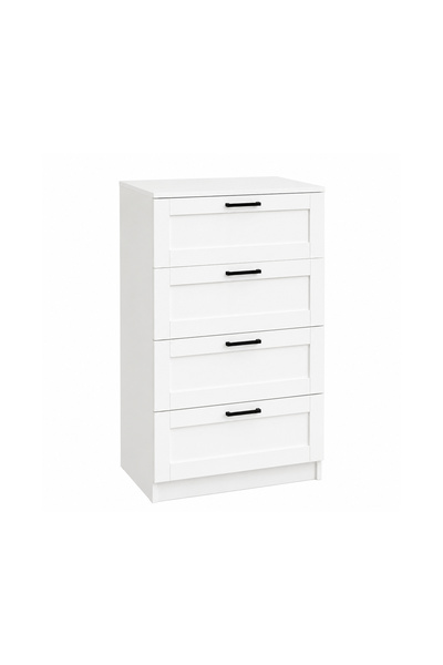 DEKOREX Comodă Dormitor VERA SFR102 cu 4 Sertare, Alb, Design Modern, 80x45x1...