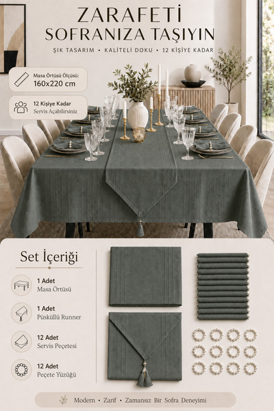 Cardea Colber Tablecloth Set 12 Person 26 Pieces
