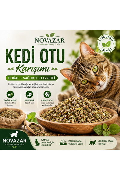 Novazar Kedi Otu Tohumu – Buğday • Arpa • Yulaf Karışımı 250GR
