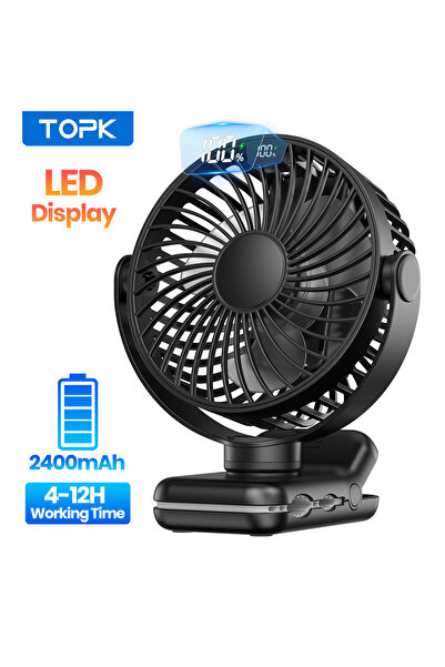 Choice4 Black 2400mah TOPK 5000mAh Rechargeable Portable Fan Electric Mini fa...