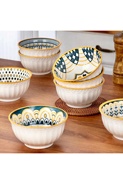 QUESERA Marketplace New In Ceramic Cereal Bowls Salad,Soup,Rice Bowl Set,Blue...