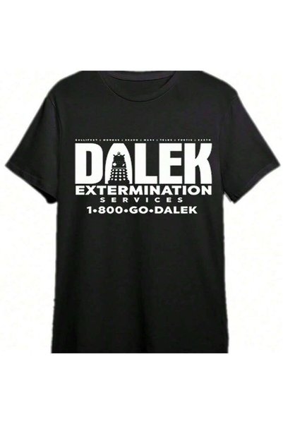 KYMC07 تي شيرت رجالي مطبوع عليه رسومات مضحكة من Dalek Extermination 9883، أسود TP