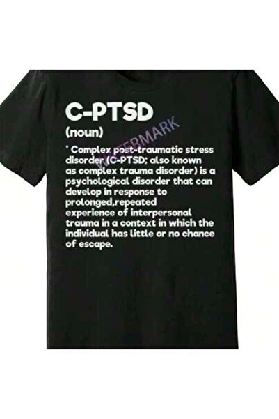 9TAY تي شيرت رجالي مضحك بأكمام قصيرة مطبوع عليه CPTSD Definition Stress Aware...