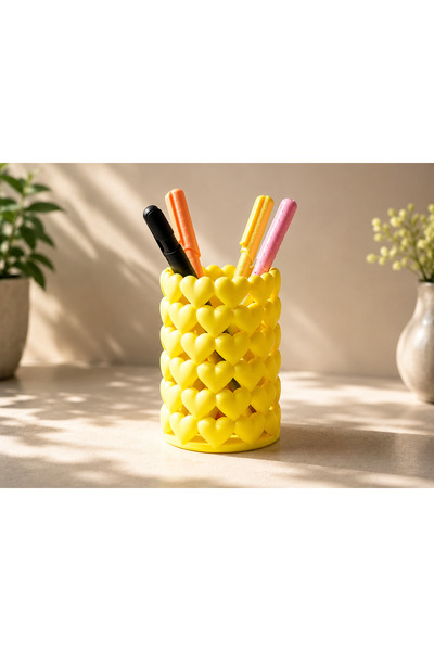 farist Decorative Heart Pen Holder – 3D Printed Desktop Pen Organizer |   Off...