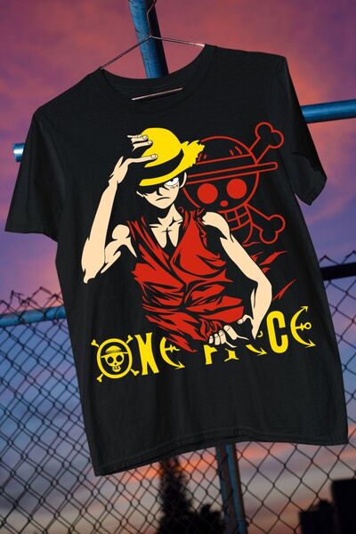 classy moda Tricou negru oversize unisex cu imprimeu cu personaje anime