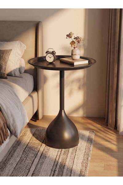 Taimi Modern Black End Table 60x40cm,Rust-Resistant Side Table for Indoor & O...