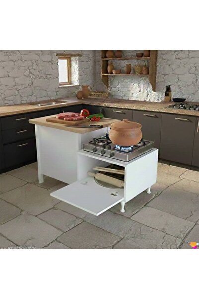 Eliusta Arya Çok Amaçlı Mutfak Kiler Dolabı Set Üstü Ocak Altı Modülü Ekmekli...