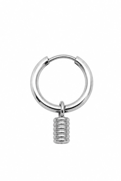 Blisse Piercing Unisex Silver Color Surgical Steel Dangle Bow Figured Hoop Ea...