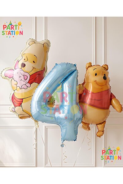 Parti Station مجموعة بالونات ويني ذا بوه كونسبت لعمر 4 سنوات، 3 قطع