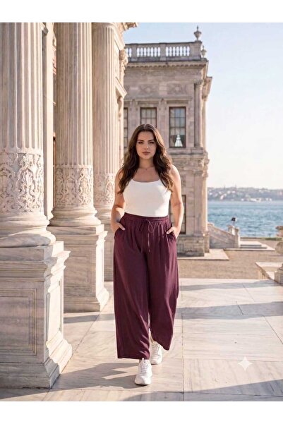 QUAWEAR Beli Lastikli Ve Bağcıklı Yanları Cepli Modal Kumaş Pantolon