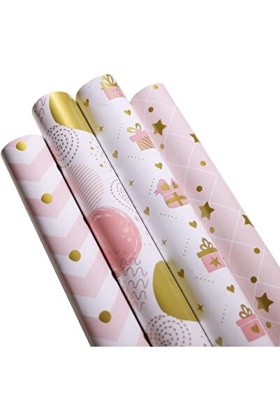 ALMEKAQUZ 4 Pack Gift Wrapping Paper Roll Set, Gift Kraft Wrap Paper for Birt...