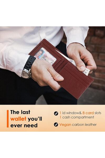 Runbox محفظة رجالية نحيفة من الجلد مع خاصية حجب RFID، محفظة رجالية صغيرة رفيع...
