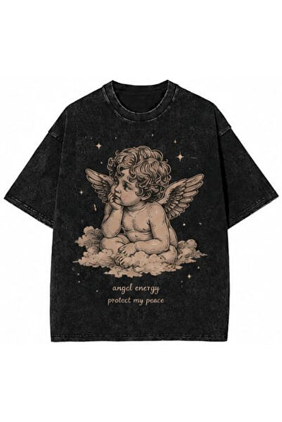 bellanova Vintage Washed Smoked Printed Oversize T-Shirt