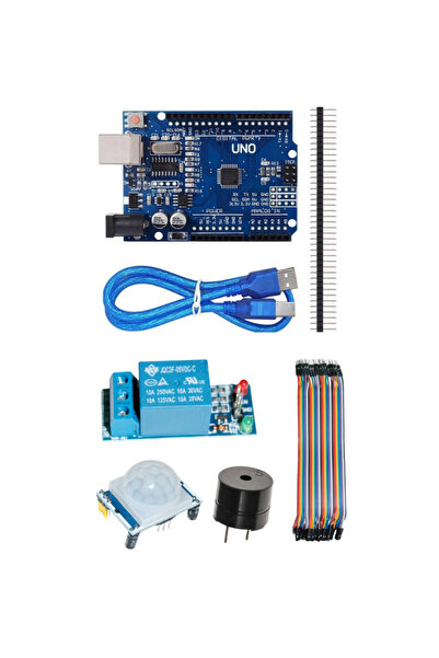 Genel Markalar Hareket Algılayan Sesli Uyarı Kiti (PIR + Röle + Buzzer + Arduino) - Jumper Kablo Hediyeli