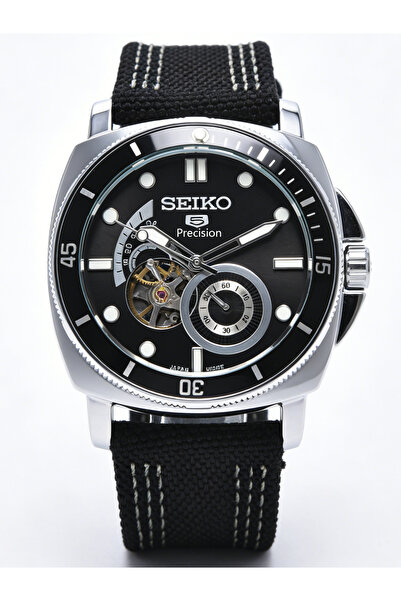 Seiko 5 SRP601K1 Men’s Black Open Heart Automatic Sports Watch, Rotating Beze...