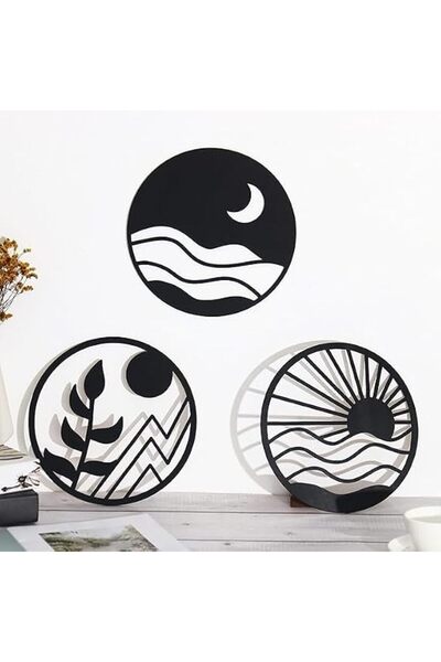 Tazweeq 3 Pcs Wall Art Decoration, Vintage Wooden Aesthetic Hollow-out Hangin...