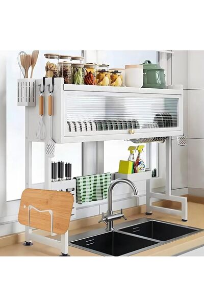 HYX Heavy duty Over the Sink Dish Drying Rack with Enclosed Cabinet, 2-Tier K...
