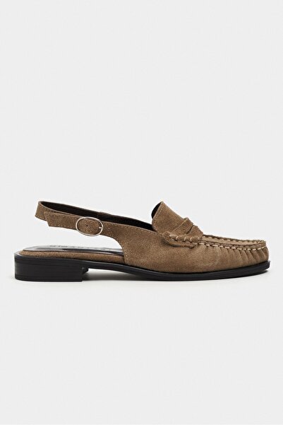 NİŞANTAŞI SHOES Tosky Rome Beige Suede Belt Detailed Flat Sole Women's Loafer...