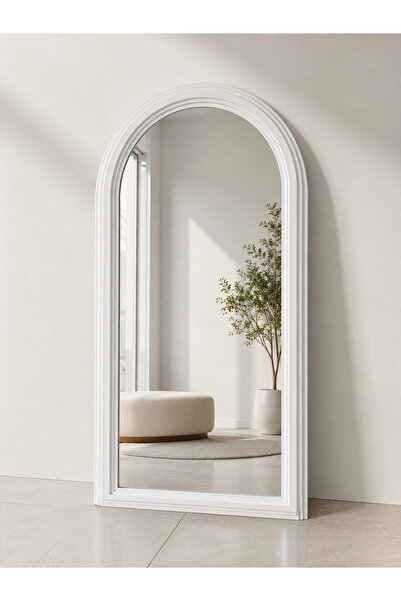Binshihon Home Modern Luxury White Framed Arch Shape Mirror Wall Hanging Mirr...