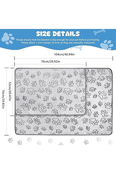 GENERAL 3-Pack Grey Fleece Dog & Cat Blankets – Soft Washable Puppy Crate Lin...