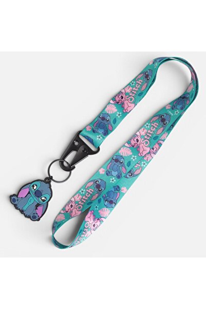 OEM Șnur din PVC Disney Stitch cu clemă metalică și breloc - Model turcoaz/al...