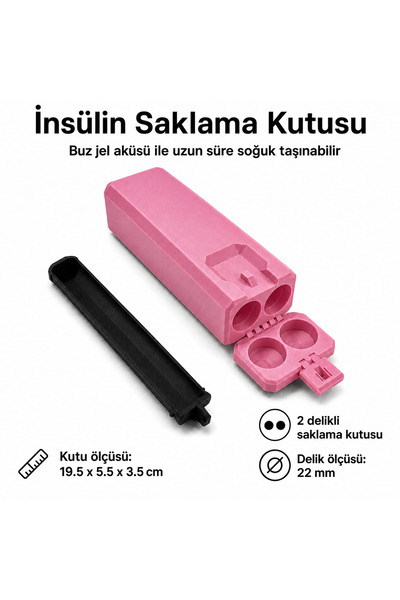 Mayex3d 2 GÖZLÜ İNSÜLİN SAKLAMA KUTUSU (PEMBE)