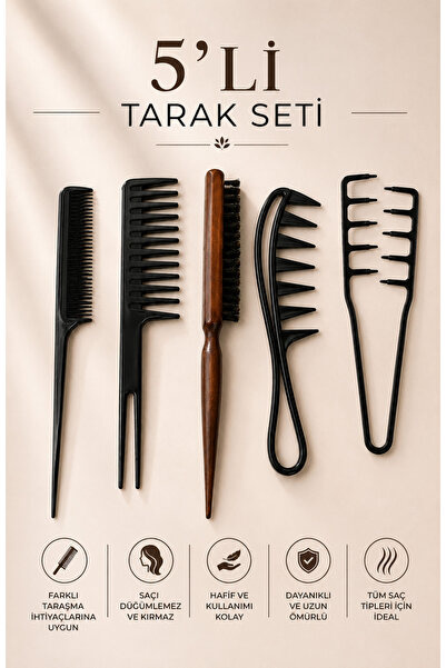 MAQYA KOZMETİK Set de 5 perii profesionale pentru coafat, rezistente la căldu...