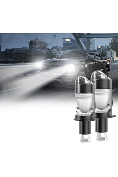 YILUX مصابيح أمامية LED H4 مع عدسة عاكسة، 6000 كلفن، 30000 لومن، ضوء أبيض فائ...