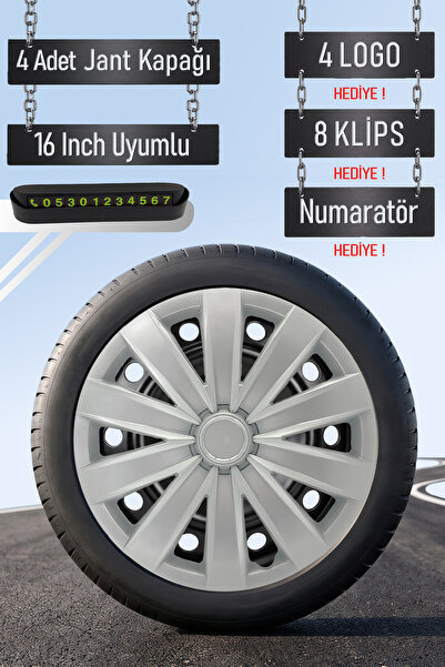 Routicar Volkswagen Jant Kapağı Seti 4 Adet 16" inç Gri ( Golf Jetta Polo Cad...