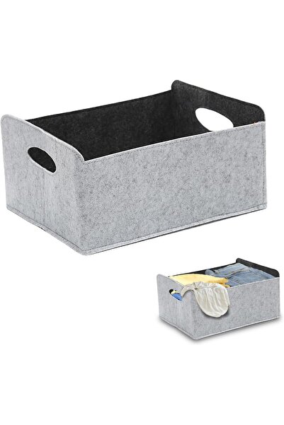 STARSTAR 2-Pack Felt Storage Baskets with Handles, Foldable Storage Boxes for...