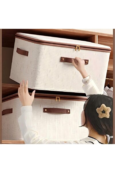 STARSTAR 25L Lid Fabric Storage Box - Stackable Wardrobe Organizer (with Hand...