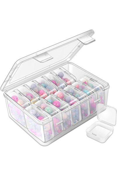STARSTAR Bead Storage Boxes – 15 Clear Storage Boxes with Lids – Rectangular ...