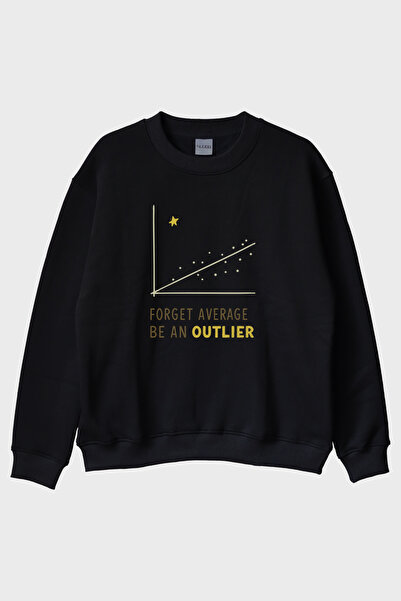lofux Be Unforgettable: Minimalist Black Crew Neck Sweatshirt with the Messag...