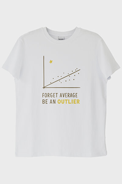 lofux كن لا تُنسى: تي شيرت أبيض بسيط مع رسالة Be an Outlier