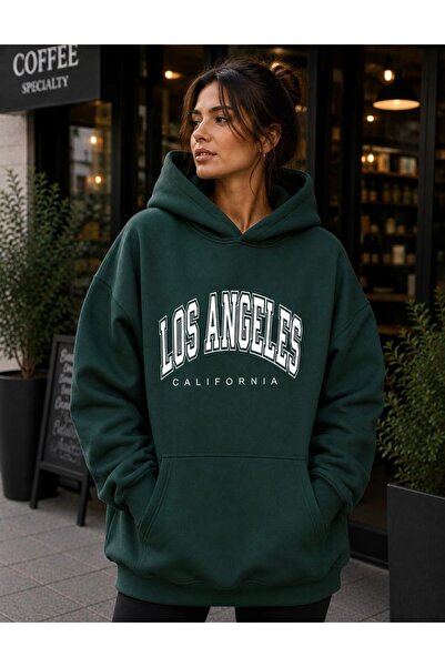 TREND EMMODA Women's Los Angeles California Printed Oversize Hooded Sweatshirt