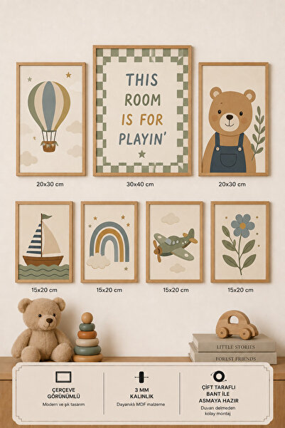 UNT 7-Piece Frame-Looking Children's Room Painting Set |   Safari Giraffe, Su...