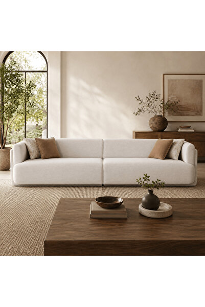 Roots Furniture أريكة فيينا البيضاء لستة أشخاص بطول 356 سم