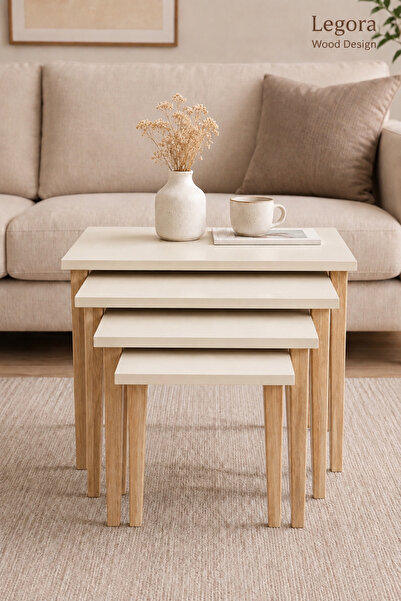 LEGORA WOOD DESIGN 4’lü MDF Ahşap Zigon Sehpa