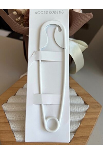 REBORN DESIGN Çengelli İğne Model Beyaz Renk 14 cm Metal Topuz Tokası