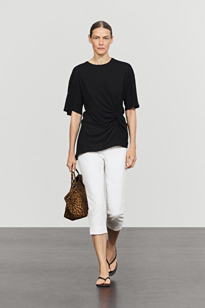 Massimo Dutti Düğüm detaylı asimetrik t-shirt