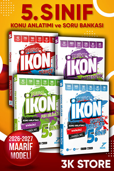 Pruva Akademi 2026-2027 Pruva İkon 5. Sınıf Türkçe Matematik Fen Bilimleri ve...