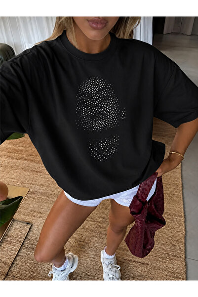 donamod Cotton Women'S/Men's Unisex Oversize Crew Neck Stone Patterned White ...