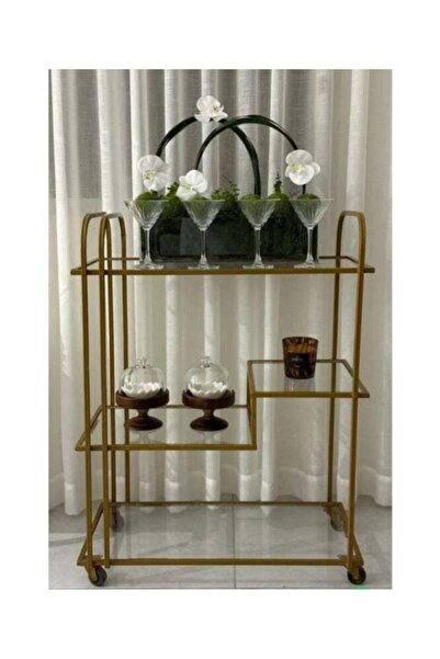 Other Manufacturer 3 Tiers Glass Top Food Serving Cart