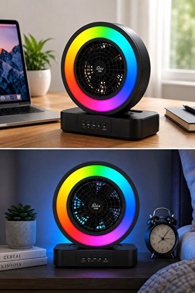 Generic Portable Bluetooth Speaker with Mini Rechargeable Desktop Fan and LED...
